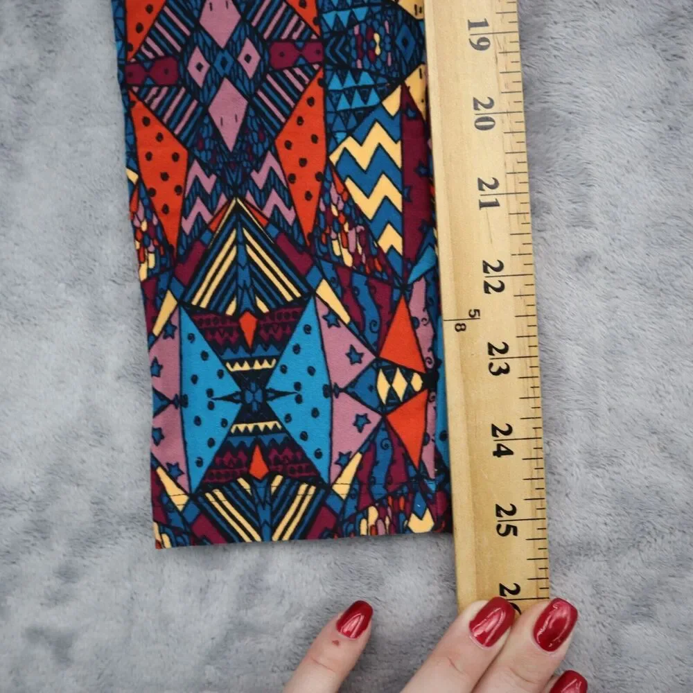 Lularoe Pants Womens One Size Multicolor Aztec Print Casual Pull On Leggings